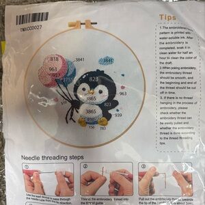 Penguin Balloon Embroidery Kit